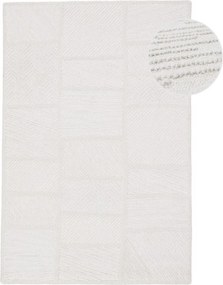 Biały dywan z mieszanki wełny tkany ręcznie 140x200 cm Sculptured Blocks – Flair Rugs