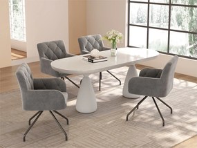 Zestaw 4 tapicerowanych krzeseł z weluru z metalowymi nogami - Jasnoszary