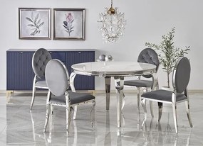 Krzesło medalion w stylu glamour popielaty + srebrny - Lummo