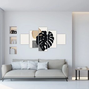 Obraz - Abstrakcja z tropikalnymi liśćmi N⁰2 (125x70 cm)