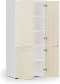Szafa biurowa pół-drzwi PRIMO WHITE, 800 x 500 x 1781 mm, biały/brzoza