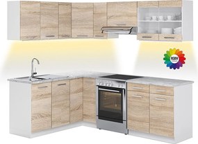 Kuchnia narożna biały/sonoma 227x60x81.6 rick