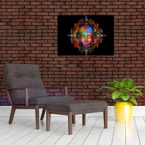 Obraz - Popiersie Buddy w neonowych kolorach (70x50 cm)