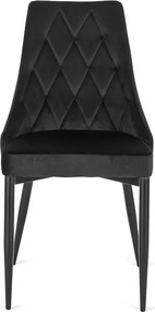Zestaw Stół Prostokątny Rozkładany CLARK 120-160 cm Czarny Marmur i 4 Krzesła Tapicerowane CORK Czarne Welurowe Loft