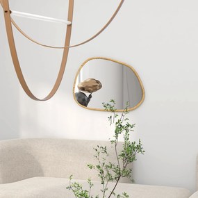 HOMCOM Dekoracyjne Lustro Ścienne, Design Vintage, 70 cm x 2,1 cm x 50 cm, Drewno Solidne, Naturalne
