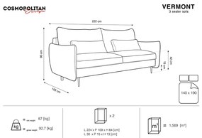 Czerwona sofa rozkładana ze schowkiem Cosmopolitan Design Vermont