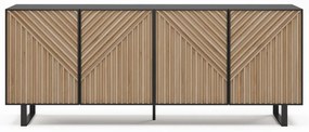 Czarno-naturalna komoda w dekorze dębu 201x80x40 cm Alana – Marckeric
