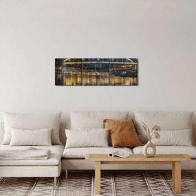 Obraz mostu z fontanną (z zegarem) (90x30 cm)