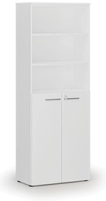 Szafa biurowa kombinowana PRIMO WHITE, drzwi na 3 poziomach, 800 x 420 x 2128 mm, biały