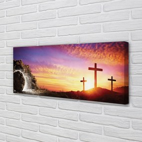 Fotoobraz na płótnie Krzyże o Zachodzie Słońca w Jaskini