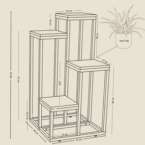Kwietnik stojący wysoki BIOS na 4 kwiaty, 37 x 34 x 68 cm