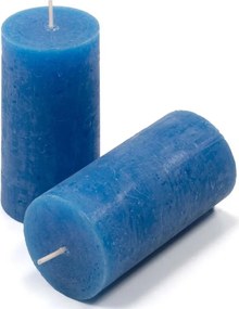 Zestaw świec rustykalnych, 10 cm, Ø 5 cm, niebieskie, 16 szt