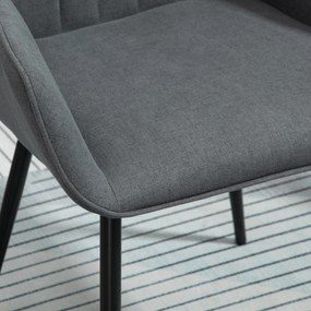 HOMCOM 2 Krzesła Jadalniane Oparcia Podłokietniki Len Ciemnoszare Wygodne | Aosom PL