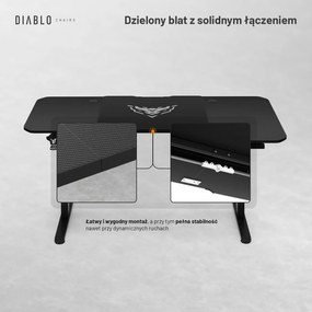 Biurko gamingowe elektryczne Diablo X-Tensio 160 cm, kolor czarny carbon