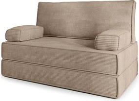 Masseno Sofa piankowa LADIA z funkcją spania, Kanapa z pianki do salonu, Bezmontażowa, Tkanina sztruksowa – Beżowy POSO 02