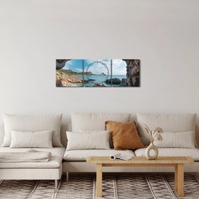 Obraz - Jaskinia przy morzu (z zegarem) (90x30 cm)