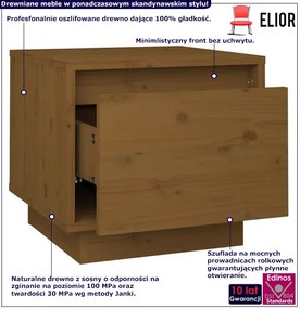 Szafka nocna z litego drewna miodowy brąz - Lela