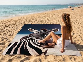 Ręcznik plażowy XXL szybko schnący COOLARA czarno-biały 150 x 210 cm, 100% mikrofibra