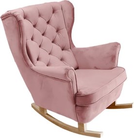 Fotel USZAK bujany tapicerowany z podłokietnikami, kolor Różowy tkanina MAGIC VELVET