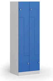 Szafka ubraniowa Z, 4-drzwiowa, 1850 x 600 x 500 mm, demontaż, zamek obrotowy, drzwi niebieskie