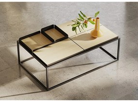 Czarny stolik z blatem w dekorze dębu 75x120 cm Douro – TemaHome