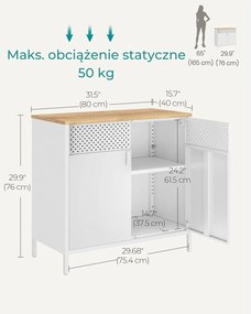 Metalowa szafka BRIX, 76x80x40cm, biała/brązowy SongmicsHome