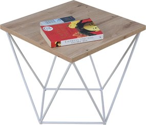 Druciany stolik kawowy w stylu skandynawskim dąb artisan + biały Z6-P96
