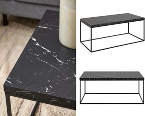Prostokątny stolik kawowy Barossa Actona 110x55 cm, czarny marmur/czarny