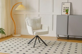 Sztruksowy kremowy fotel obrotowy - Herry