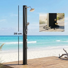 Outsunny Prysznic solarny 35L ogrodowy z ochroną przed mrozem, ruchomą głowicą prysznicową, kranem, przyłączem do węża ogrodowego | Aosom PL