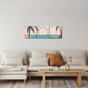 Obraz - Palmy nad morzem (z zegarem) (90x30 cm)