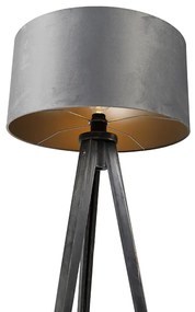 Lampa podłogowa statyw czarny z kloszem szary 50 cm - Tripod Classic Nowoczesny Oswietlenie wewnetrzne