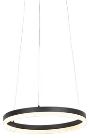 Designerska lampa wisząca w kształcie pierścienia czarna 40 cm z diodą LED i ściemniaczem - Anello Nowoczesny Oswietlenie wewnetrzne