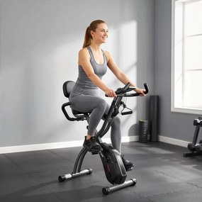 SPORTNOW Rower treningowy 3 w 1 Składany Cichy Leżący ergometr z monitorem LCD Bluetooth Czujnik tętna Taśmy oporowe | Aosom PL