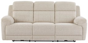 Kanapa 3-osobowa z elektryczną funkcją relax, stoliczkiem i beżową melanżową tapicerką - KELUNO
