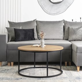 Stolik Kawowy LELLA MAX 80 cm Dąb Złoty/Czarny Nowoczesny Loft