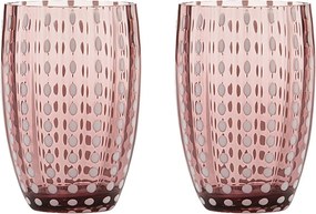 Szklanka Zafferano Perle Amethyst - dmuchane ustami kolorowe szkło, 32 cl, ręcznie robione - zestaw 2 kieliszków rzemieślniczych do wody lub koktajli