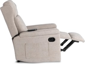 Fotel Masujący SEBASTIAN Rozkładany Wypoczynkowy z Podnóżkiem Beżowy Nowoczesny