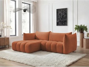 Pomarańczowy narożnik z materiału bouclé (lewostronny/z szezlongiem) Azra – Bobochic Paris