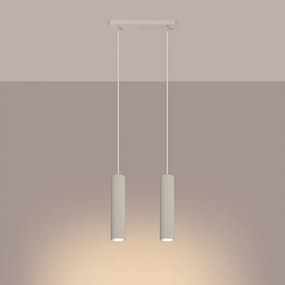 Lampa wisząca minimalistyczny Gloow, aluminium - 2 źródło światła 3000K - L.30 x H.90 cm - beżowy