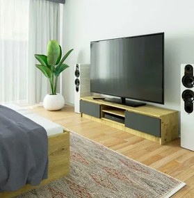 Szafka RTV do salonu dąb artisan + grafit - Bayer