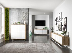 Trzydrzwiowa komoda w stylu loft Apollo 40 dąb wotan/biały