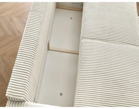 Beżowa sztruksowa rozkładana/ze schowkiem sofa 244 cm Chelsea – Bobochic Paris