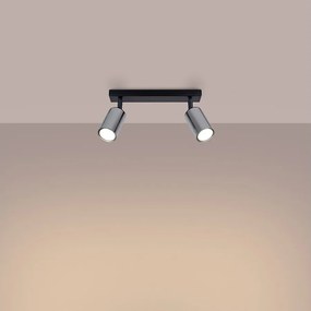 Plafony nowoczesny Glois, stal - 2 źródło światła 3000K - L.30 x H.18.5 cm - czarny/chrom