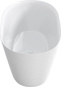 Prążkowana wolnostojąca wanna akrylowa - 242 L - 160 x 78 x 59 cm - Biała - ZAFIRO