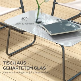 Outsunny Zestaw mebli ogrodowych 4-częściowy grupa wypoczynkowa, 1 Sofa, 2 Fotele, 1 Stolik, 110 x 70 x 70 cm, Kremowy + Czarny