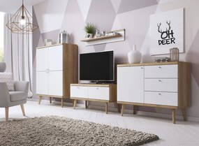 Komoda VIVIERA 3 110 dąb/biała PIASKI Meble