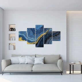 Obraz - Niebiesko-złota abstrakcja (125x70 cm)