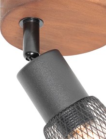 Industrialny reflektor czarny z drewnem - Kristina