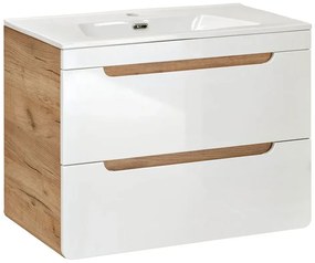 Zestaw podwieszanych mebli łazienkowych Zeftox 3Q 80 cm - Biały połysk